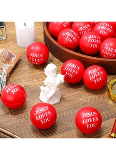 Jerify 30 Pack Jesus Loves You Stress Balls Bulk Red Stress Reliever Toys Squeeze Small Motivational Stress Balls Foam Bouncy Balls For Adults Anxiety Stress Relief Office Gifts Bag Fillers 1.57 Inch  - Image 3