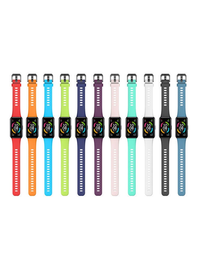 NIBEMINENT 11-Piece Silicone Replacement Straps For Honor Band 6 Multicolour - Image 1