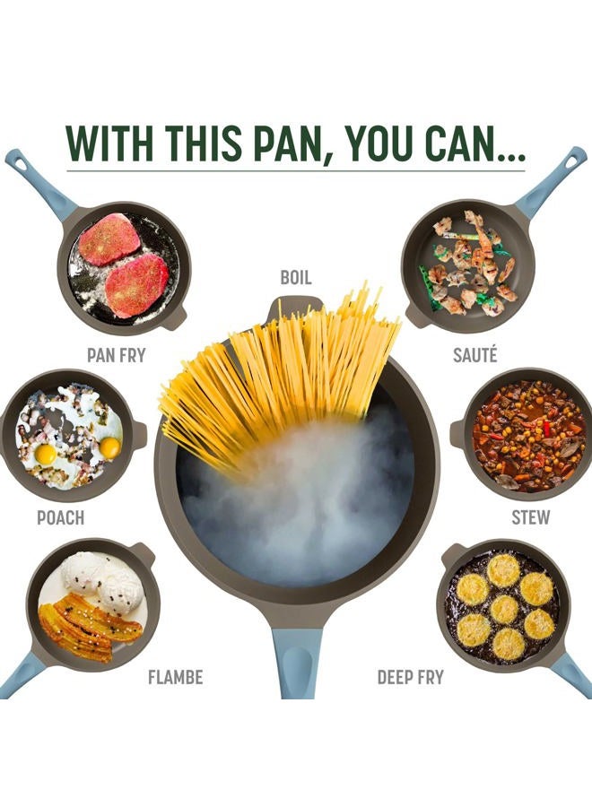 Goodful All-in-One Pan, Nonstick, Durable Cast Aluminum Body and Lid, Multipurpose Design replaces your fry, deep sauté or skillet, sauce pan, jumbo cooker, saucier and more, Dishwasher Safe Pots and Pans Set - Image 3