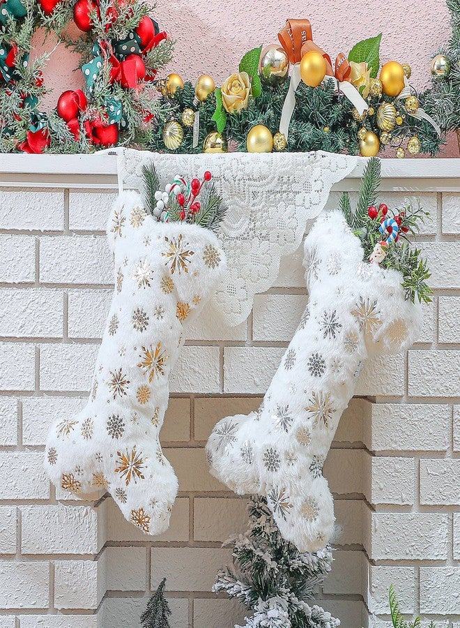 Hungdao 2 Pcs Pet Dog Christmas Stockings Silver Golden Snowflake Sequin Dog Christmas Stockings Plush Dog Bone Hanging Decor for Pets Dogs Xmas Holiday Season Party Decor(Gold, Silver) - Image 5