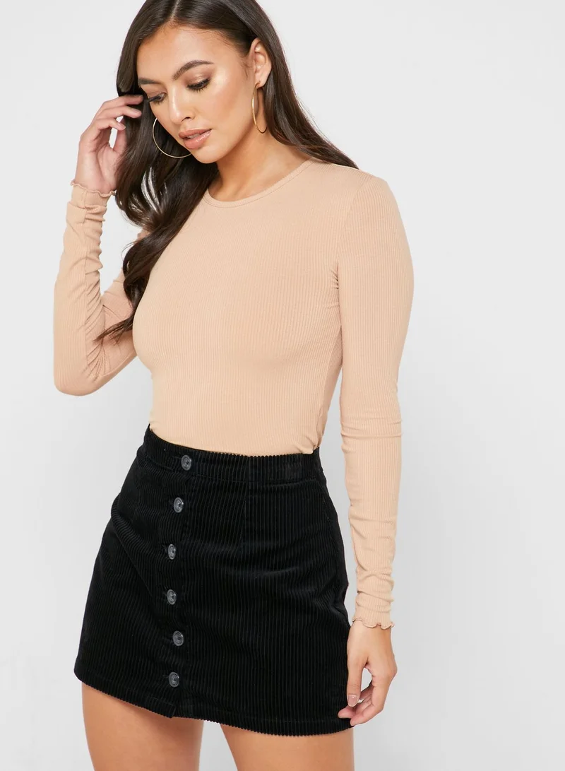 Miss Selfridge Ribbed Crew Neck Top