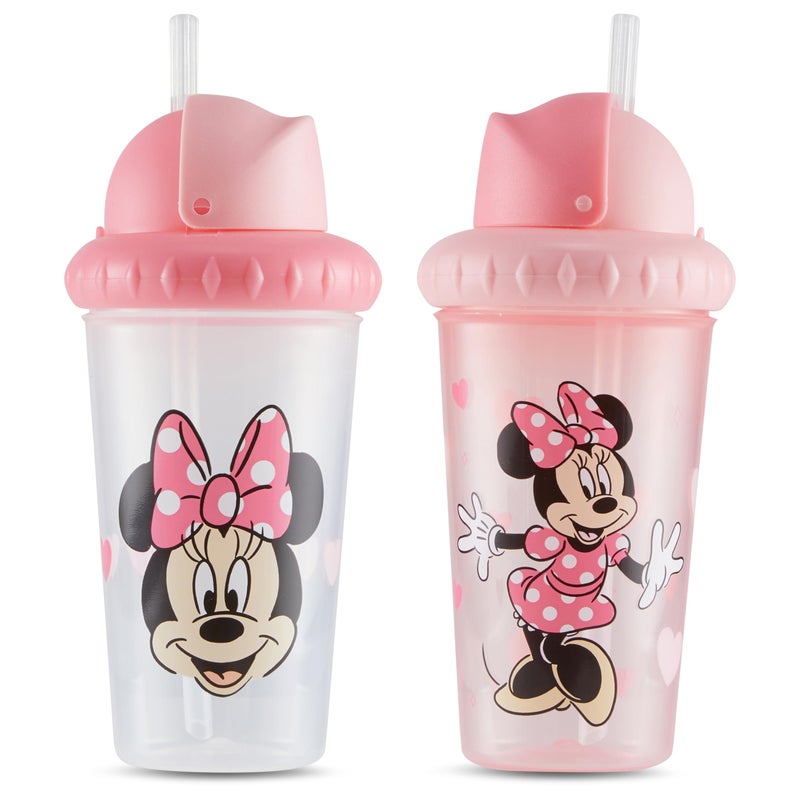 Disney Toddler Sippy Cups for Boys and Girls | 10 Ounce Sippy Cup Pack of Two with Straw and Lid | Durable Leak Proof Travel Water Bottle for Toddlers - Image 1