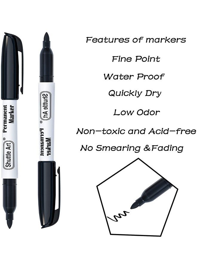 شاتل أرت أقلام تحديد دائمة، مجموعة من 24 قلم تحديد دائم باللون الأسود، برأس رفيع، تعمل على البلاستيك والخشب والحجر والمعادن والزجاج للرسم والتخطيط - Image 3