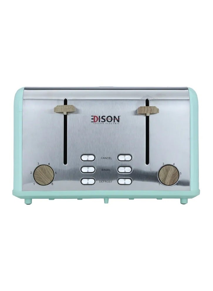 EDISON Electric Toaster turquoise  Wooden 1600 Watts 4 Slices  - Image 2