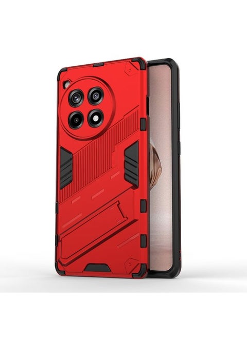 Case Cover For OnePlus Ace 3 5G Punk Armor 2 in 1 PC + TPU Phone Case with Holder Red