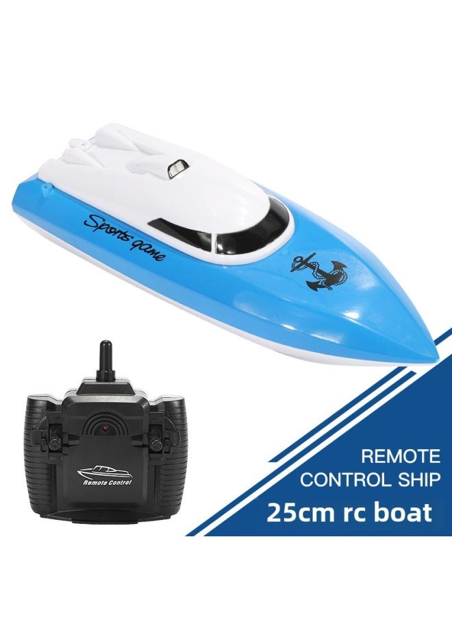 Remote Control Boat Can Be Launched High-speed Speedboat Children Boy Wireless Electric Water Toy Ship Model-Color:Remote Control Speedboat  Blue-Specifications:1 Rechargeable Battery  - Image 1