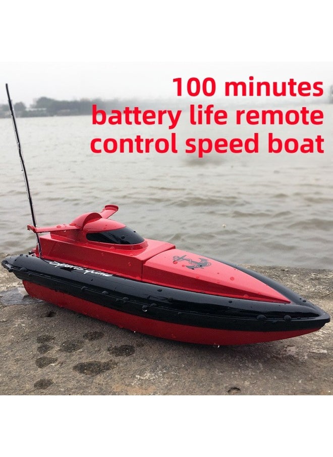 Remote Control Boat Can Be Launched High-speed Speedboat Children Boy Wireless Electric Water Toy Ship Model-Color:Remote Control Speedboat  Blue-Specifications:1 Rechargeable Battery  - Image 2