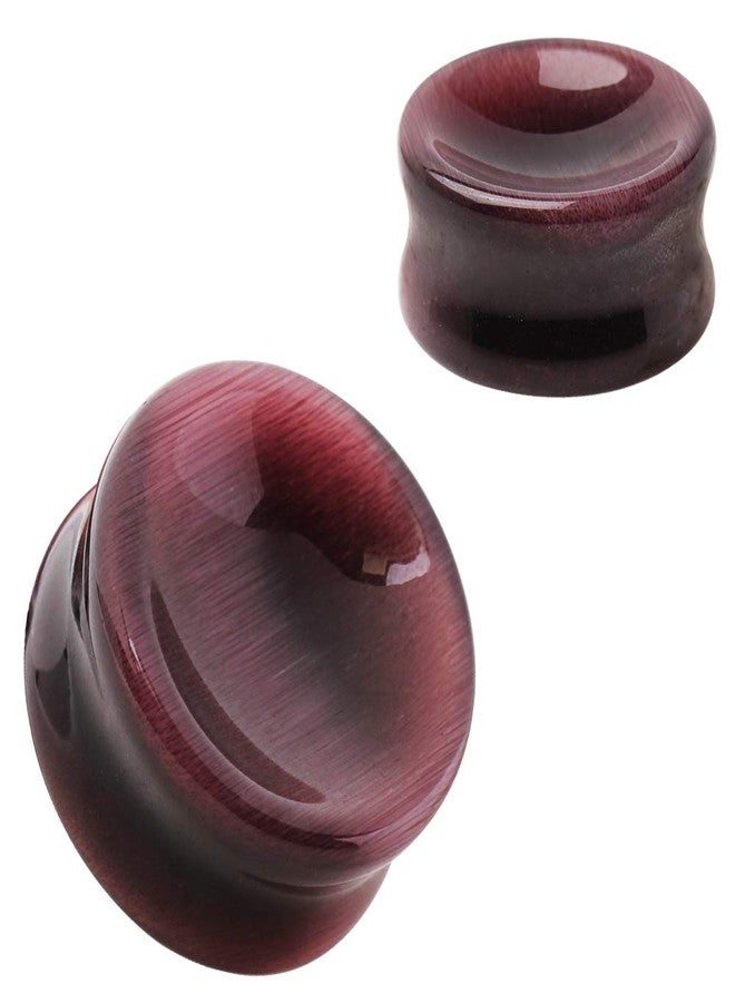 Pierced Owl Natural Purple Cat's Eye Concave Stone Saddle Plugs, Sold as a Pair (25mm (1")) - Image 5