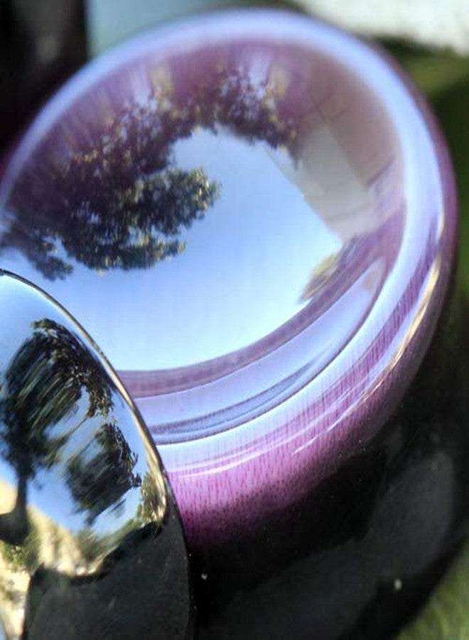 Pierced Owl Natural Purple Cat's Eye Concave Stone Saddle Plugs, Sold as a Pair (25mm (1")) - Image 3