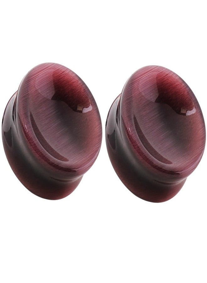 Pierced Owl Natural Purple Cat's Eye Concave Stone Saddle Plugs, Sold as a Pair (25mm (1")) - Image 1