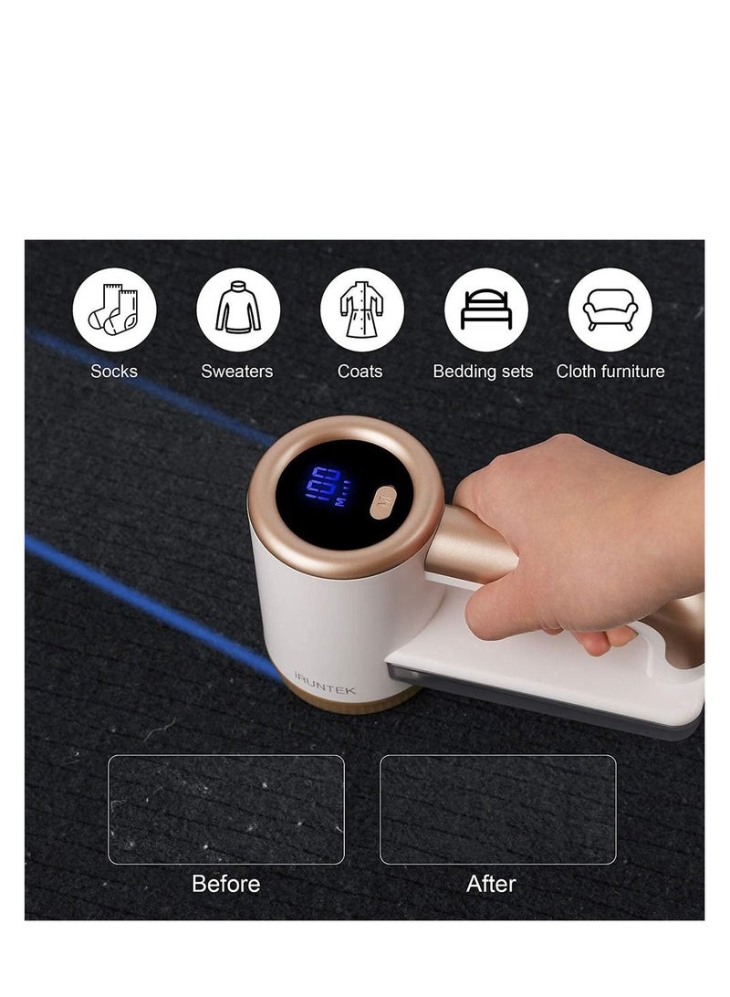 Y&D Rechargeable Fabric Shaver, Electric Commercial Lint Remover with LED Display and Big Trash Box, 3-Speeds for Removing Fuzz Pill from Clothes, Furniture, Sweater, Couch Blanket (White) - Image 4