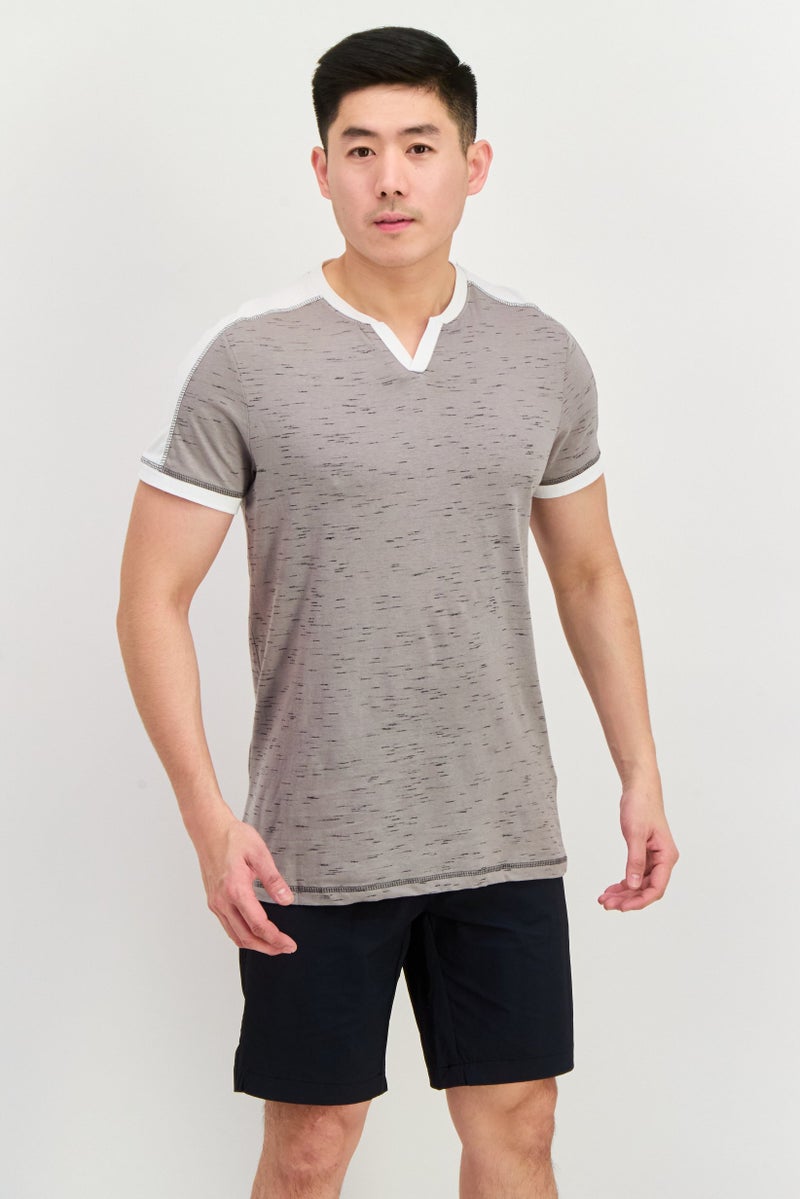 Company Eighty One Men V-Neck Short Sleeve Heather T-Shirt, Grey - Image 1