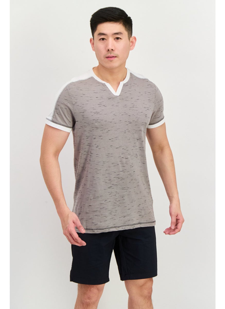 Men V-Neck Short Sleeve Heather T-Shirt, Grey - pzsku/Z9EB60F37096132CEF3A6Z/45/_/1737642093/4a720e2d-1ec6-4e7e-b403-d55c1ff5c2db