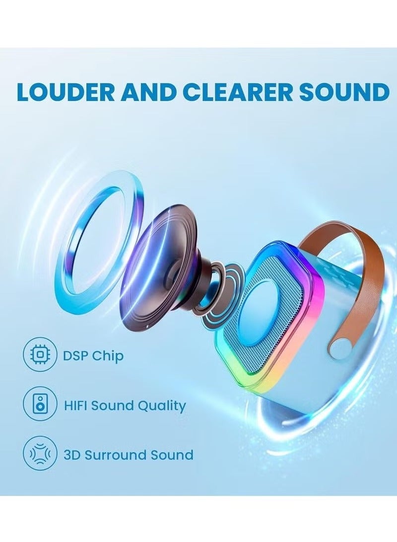 JAJEEK K12 Mini Kids Karaoke Machine with 2 Wireless Microphones – Portable Bluetooth Speaker with Colorful LED Lights & Echo Control – Rechargeable Music Player for Singing, Birthday Parties, Gifts & Family Fun – Wireless Microphone Set for Boys & Girls - Image 2