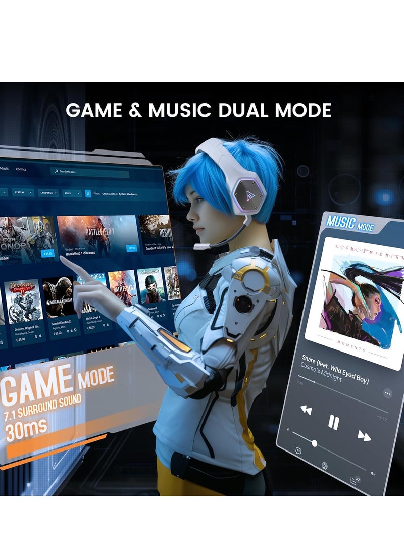 EKSA EKSA 2.4GHz Wireless Gaming Headset for PC, PS4, PS5, Gaming Headphones with Noise Cancelling Microphone, 7.1 Surround Sound, 36-Hr Battery Gamer Headset for Computer, Laptop, 3.5mm Wired for Xbox Serie - Image 3