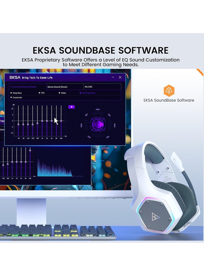 EKSA EKSA 2.4GHz Wireless Gaming Headset for PC, PS4, PS5, Gaming Headphones with Noise Cancelling Microphone, 7.1 Surround Sound, 36-Hr Battery Gamer Headset for Computer, Laptop, 3.5mm Wired for Xbox Serie - Image 5