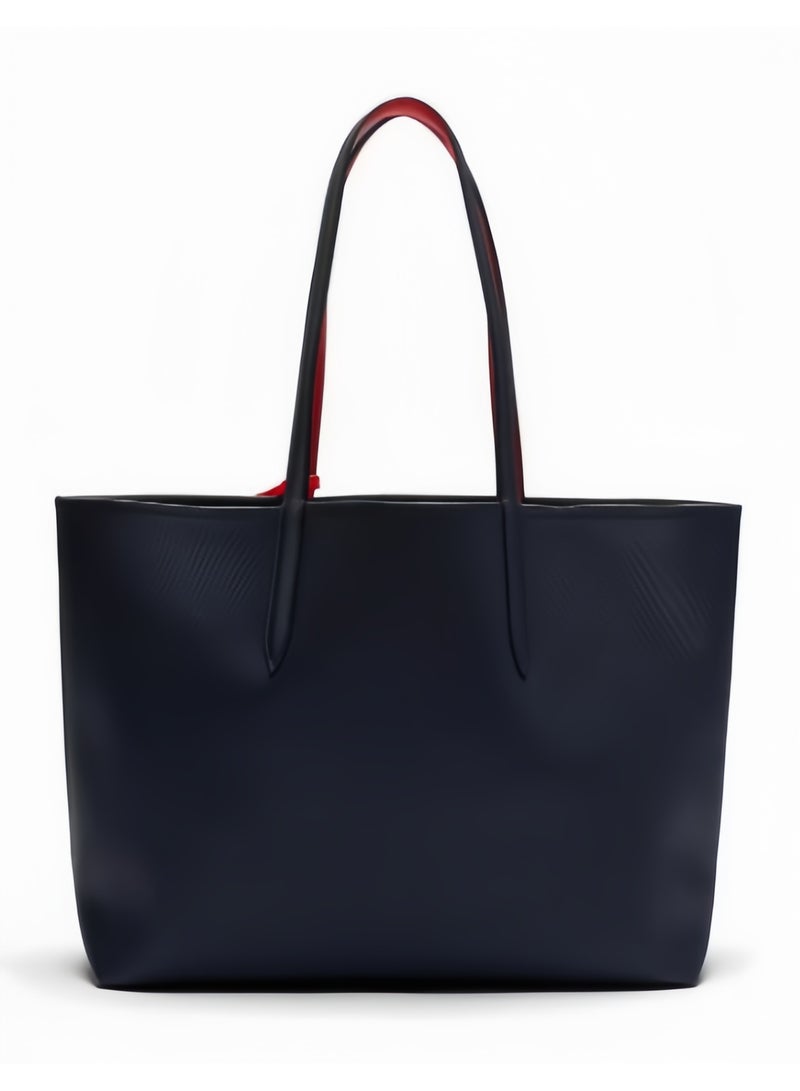 لاكوست حقيبة يد نسائية من لاكوست ذات وجهين وبسعة كبيرة، عصرية ومتعددة الاستخدامات، باللون الأسود/الأحمر - Image 3