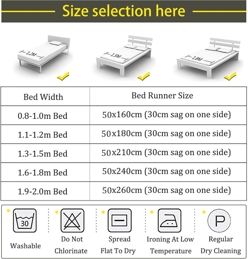 Bed Runner Light Blue Scarf Protector Slipcover Decorative No Fading Soft Throw Blanket for Bedroom Home Hotel (Pillowcase Included X2)(50X180CM) - Image 5