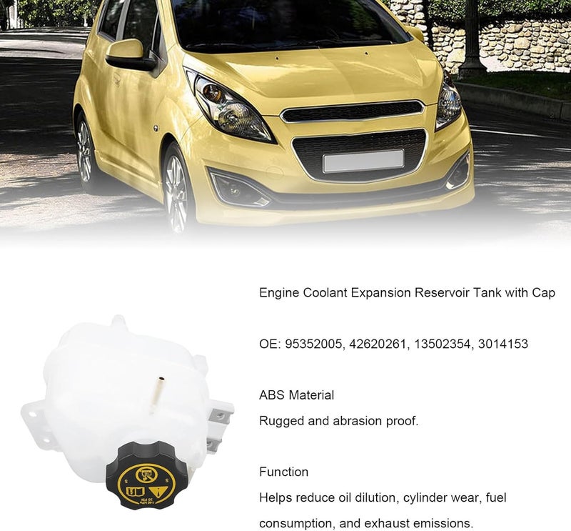 Aramox Engine Coolant Expansion Reservoir Tank, ABS Replacement for Spark 2013 2014 2015 with Cap Direct Fit for OE 95352005 42620261 13502354 3014153 - Image 2