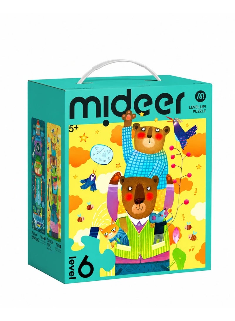 MiDeer Level Up! Puzzles with Storage Bag – Level 6 World Imagination Puzzle Set for Kids Ages 5+ | 2 Large Jigsaw Puzzles 154–176 Pieces | Space & Moon Adventure Puzzle for Children - Image 1