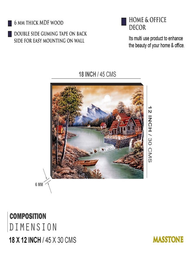 Masstone Natural Scenery Lake View Painting for Wall Decoration | 6mm MDF | 12x18 Inch | Living Room | Pack of 1 - Image 2