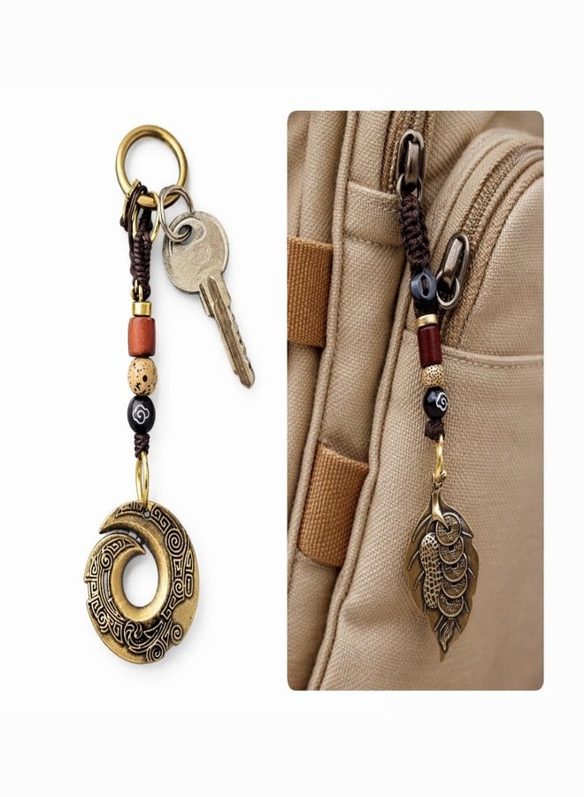 TraveEssentialz Guardian Keychain for women, sister, couples, kids | Nazar Protective Good Luck Charm | Gift for Women's Day | Feng Shui, Buddhist, Tibetan | Antique Brass Vintage Retro Aesthetic Gift (DESIGN A) - Image 1