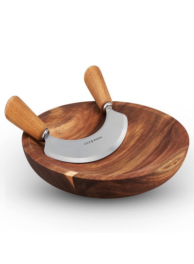 Cole & Mason Acacia Wood Board, Mezzaluna With Acacia Board - Image 1