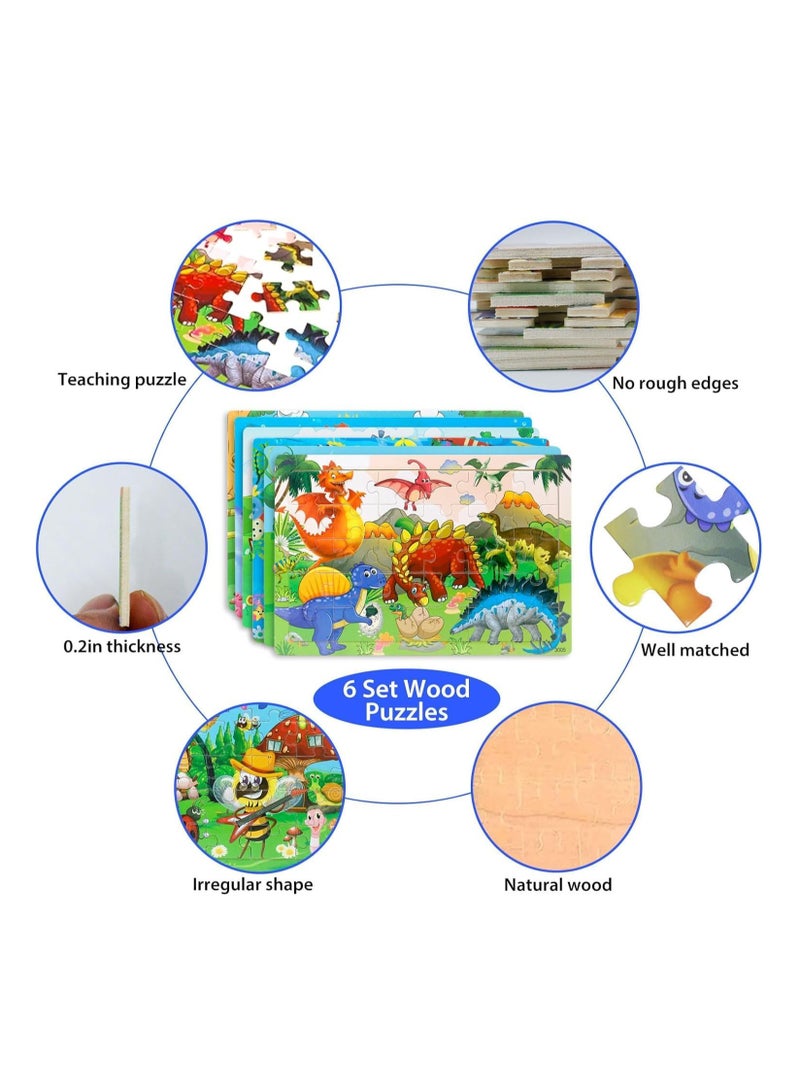 Wooden Jigsaw Puzzles for Kids Ages 3-5 Year Old, 6 Pack 30 Pieces Kids Puzzles Colorful Preschool Educational Learning Toys Present Set for Toddler Children Boys and Girls - Image 5