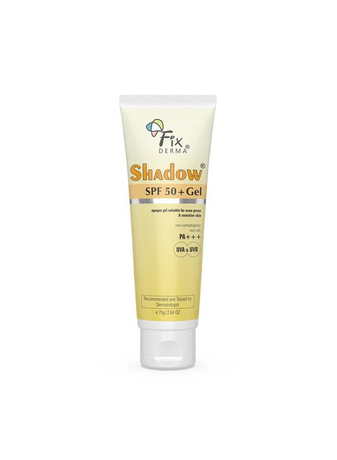 FIXDERMA جيل واقي الشمس Fixderma Shadow SPF 50+ للوجه | ثاني أكسيد التيتانيوم والزنك | حماية واسعة النطاق من أشعة UVA وUVB | مقاوم للماء، واقي شمس خفيف الوزن - 2.64 أونصة - Image 3