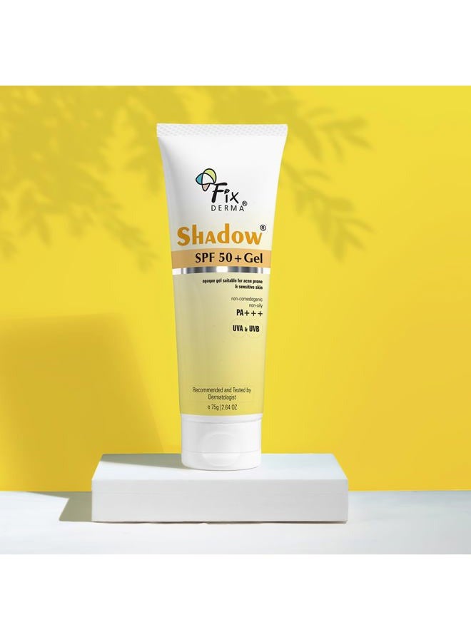 FIXDERMA جيل واقي الشمس Fixderma Shadow SPF 50+ للوجه | ثاني أكسيد التيتانيوم والزنك | حماية واسعة النطاق من أشعة UVA وUVB | مقاوم للماء، واقي شمس خفيف الوزن - 2.64 أونصة - Image 4