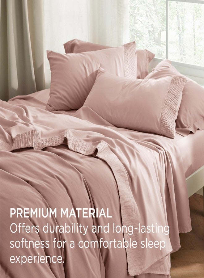 Bedsure Twin Sheets Set - 3 Pieces Soft Twin Bed Sheets - Breathable & Cooling - Hotel Luxury - Easy Care Polyester Microfiber Bedding for Women, Men, Dusty Pink - Image 5