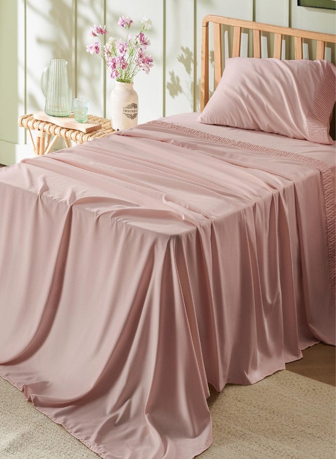 Bedsure Twin Sheets Set - 3 Pieces Soft Twin Bed Sheets - Breathable & Cooling - Hotel Luxury - Easy Care Polyester Microfiber Bedding for Women, Men, Dusty Pink - Image 1