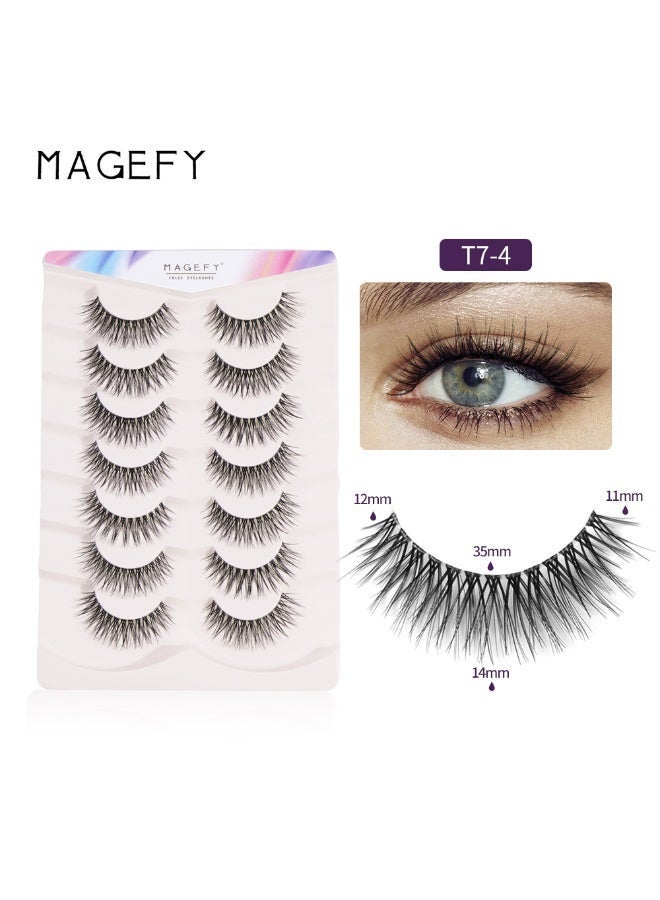 MAGEFY Lashes False Eyelashes Cat Eyes Wispy Natural Faux Mink Lashes 7 Pairs Pack Light Volume Short Fake Eye Lashes 3D Artificial Lashes Fluffy and Soft Lash Set - Image 1