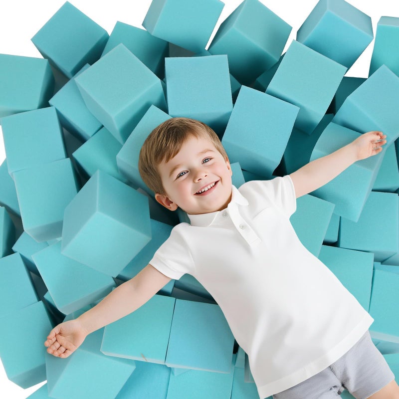 WINTECY 24PCS Foam Cubes 5x5x5 Foam Pit Blocks Set Soft Stacking Blocks for Indoor GamesTrampolines Gymnastics Parkour Action Sport Light Blue - Image 3