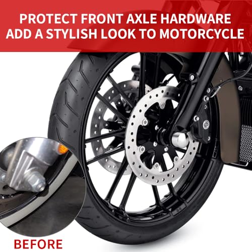 KICRY Front Axle Nut Covers CNC Black Chrome Caps Compatible with Harley Davidson Touring Trike Dyna Softail VRSC XG XL (A#Chrome) - Image 2
