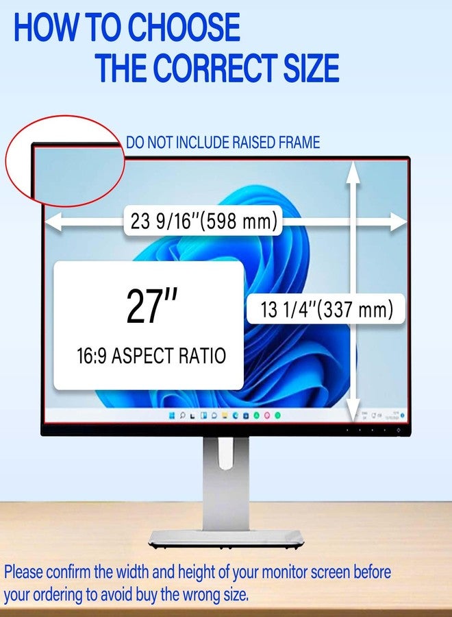 Ceydebne 27 Inch Privacy Screen for Monitor with 16:9 Widescreen Monitor [2 Pack], Anti [Blue Light Screen Protector - Anti-Glare - Anti-Scratch Protector Film for Data confidentiality Privacy Shield - Image 5