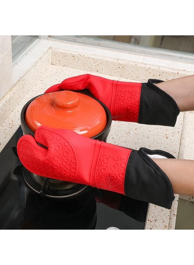 Happy Home Professional Silicone Oven Mitt and Pot Holder Heat Resistant up to 500°F with Cotton Lined Interior Non-Slip, Suitable for Kitchen Oven Baking, Oven and Microwave - Purple - Image 3
