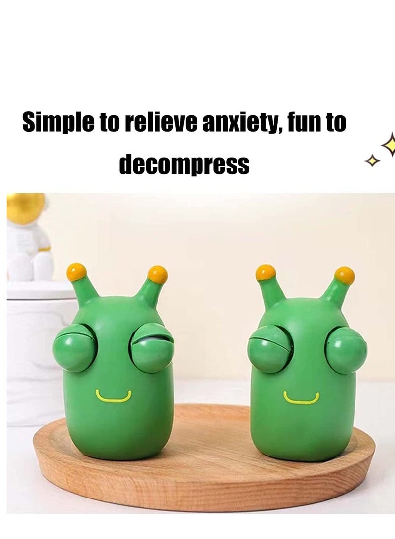 Excefore Funny Squeeze Caterpillar Toy Green Eye Stress Relief Relieve Anxiety Portable Grass Worm Pinch Toy for Autism Hyperactivity Kids Adult Party Gifts Prize Desk Decoration 4PCS - Image 4