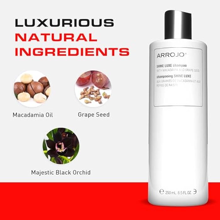 Arrojo Shine Luxe Cleansing Shampoo – Cruelty-Free, Paraben-Free Sulfate-Free Hair Wash with Macadamia & Grape Seed – Gentle Clarifying Shampoo for Women & Men - Image 4