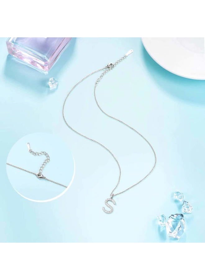Tarsus Initial Cubic Zirconia Necklace Jewelry Gifts for Women Adjustable Chain 18" + 2", 18+2", Stainless Steel, Cubic Zirconia - Image 5