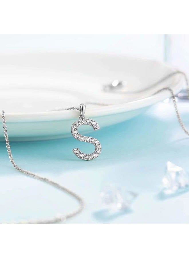 Tarsus Initial Cubic Zirconia Necklace Jewelry Gifts for Women Adjustable Chain 18" + 2", 18+2", Stainless Steel, Cubic Zirconia - Image 4