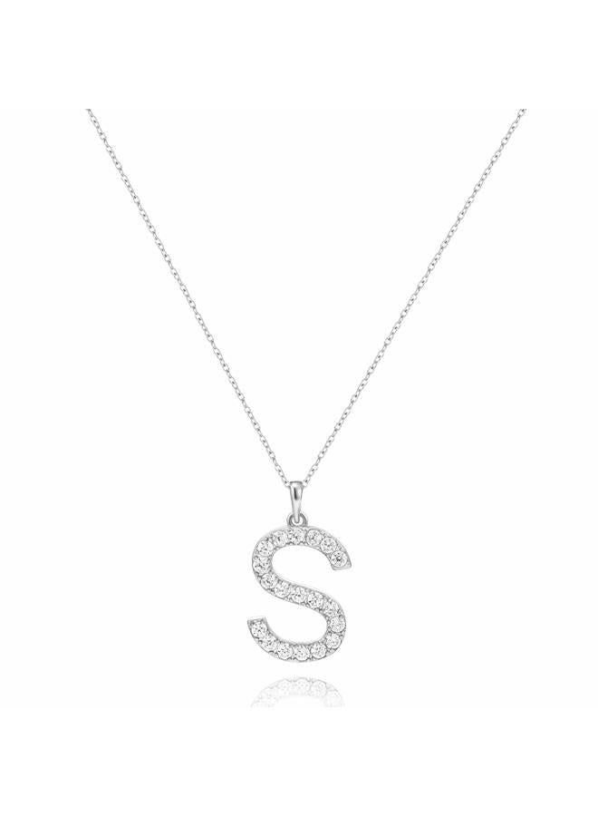 Tarsus Initial Cubic Zirconia Necklace Jewelry Gifts for Women Adjustable Chain 18" + 2", 18+2", Stainless Steel, Cubic Zirconia - Image 1