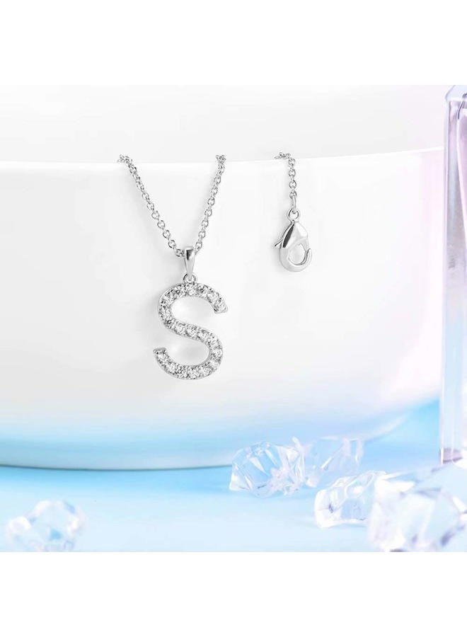 Tarsus Initial Cubic Zirconia Necklace Jewelry Gifts for Women Adjustable Chain 18" + 2", 18+2", Stainless Steel, Cubic Zirconia - Image 3
