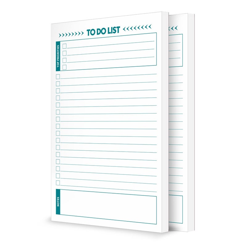 NextDayLabels To Do List Notepad â€“ 2 Pads of 50 Sheets, Total of 100 sheets (5.5 x 8.5) Ruled Planning Checklist Memo Pad for Daily Tasks, Priority & Notes field for Efficacy. Jot Down â€“ Purchases, Appointments, - Image 1