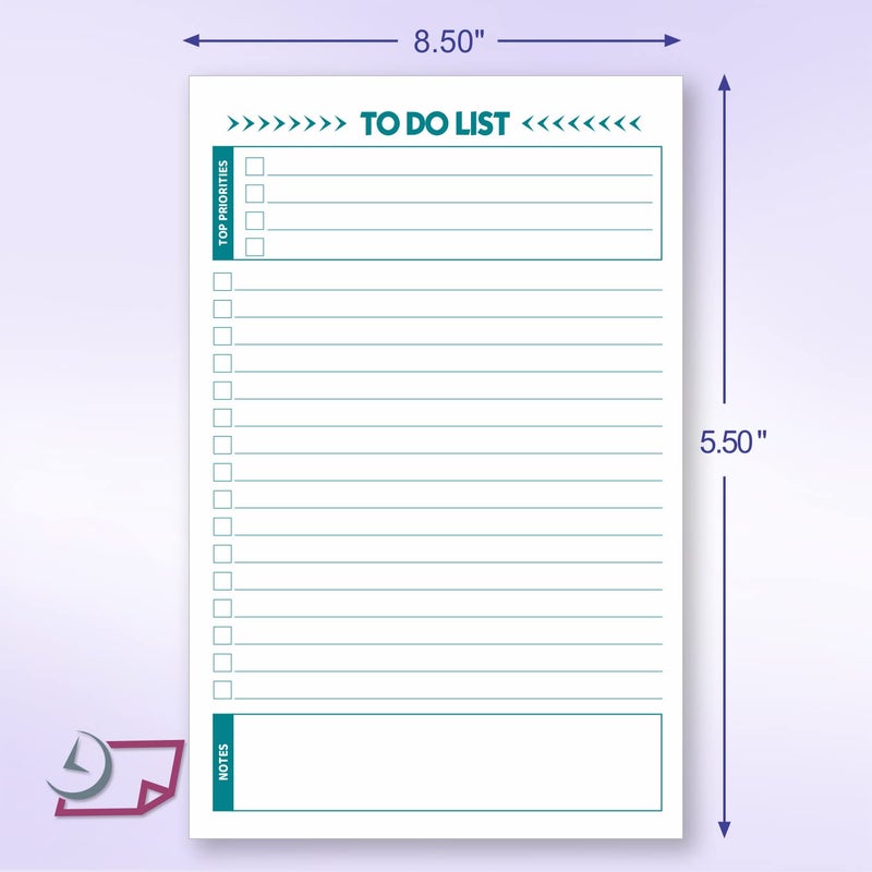 NextDayLabels To Do List Notepad â€“ 2 Pads of 50 Sheets, Total of 100 sheets (5.5 x 8.5) Ruled Planning Checklist Memo Pad for Daily Tasks, Priority & Notes field for Efficacy. Jot Down â€“ Purchases, Appointments, - Image 2