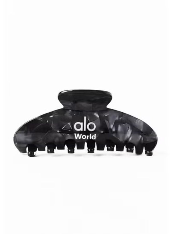 Alo World headdress black marble hairpin large, durable acrylic and brand Logo, suitable for fashion hair style. - Image 5