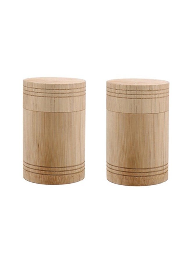 Kopida 2 Pcs Portable Tea Canister Bamboo Tea Jar Sealed Tea Storage Box Canister Kitchen Storage Jars Accessories Spice Box Case Organizer - Image 1