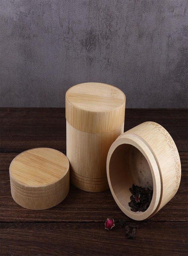 Kopida 2 Pcs Portable Tea Canister Bamboo Tea Jar Sealed Tea Storage Box Canister Kitchen Storage Jars Accessories Spice Box Case Organizer - Image 4