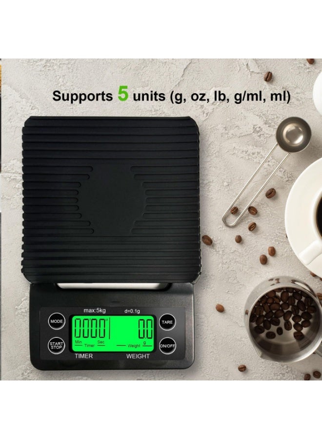 Kueh Coffee Scale with Timer - 0.1g Accurate, 3kg Drip Espresso Scale for Pour Over Coffee, Portable Digital Kitchen Food Scale with, LCD Displa, Non-Slip Mat (Including Batteries) - Image 3