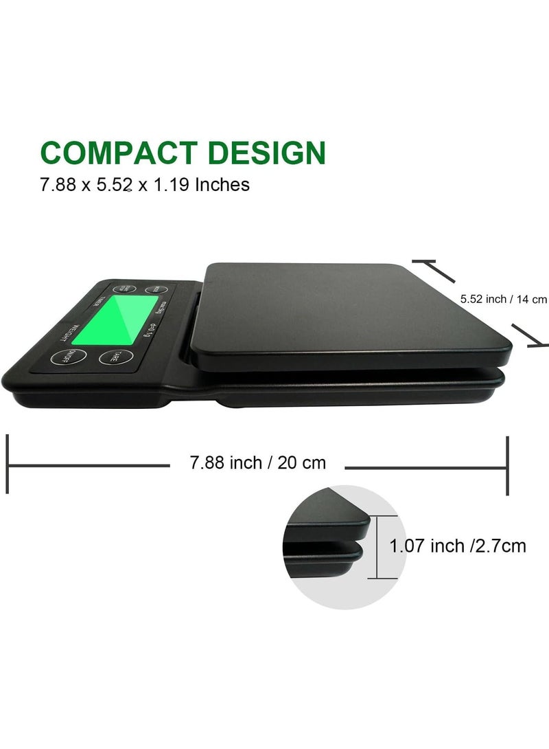 Kueh Coffee Scale with Timer - 0.1g Accurate, 3kg Drip Espresso Scale for Pour Over Coffee, Portable Digital Kitchen Food Scale with, LCD Displa, Non-Slip Mat (Including Batteries) - Image 2